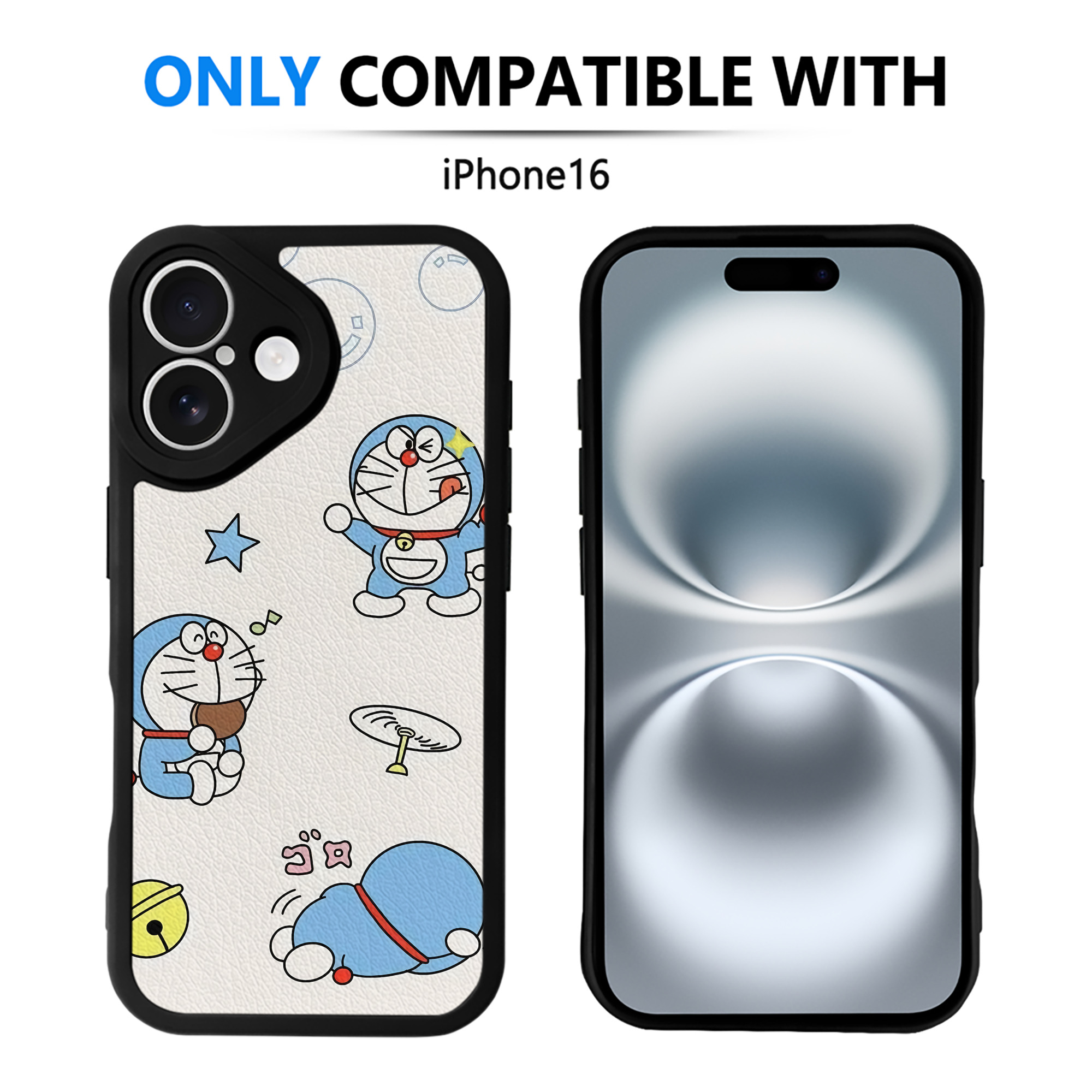 （画像用） ドラえもん Doraemon 【iPhone 16シリーズ対応】シリコンスマホケース（レザー調） 材質：シリコン